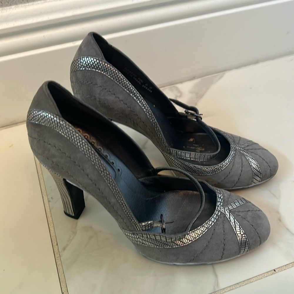 Cole Haan, grey mary jane pumps